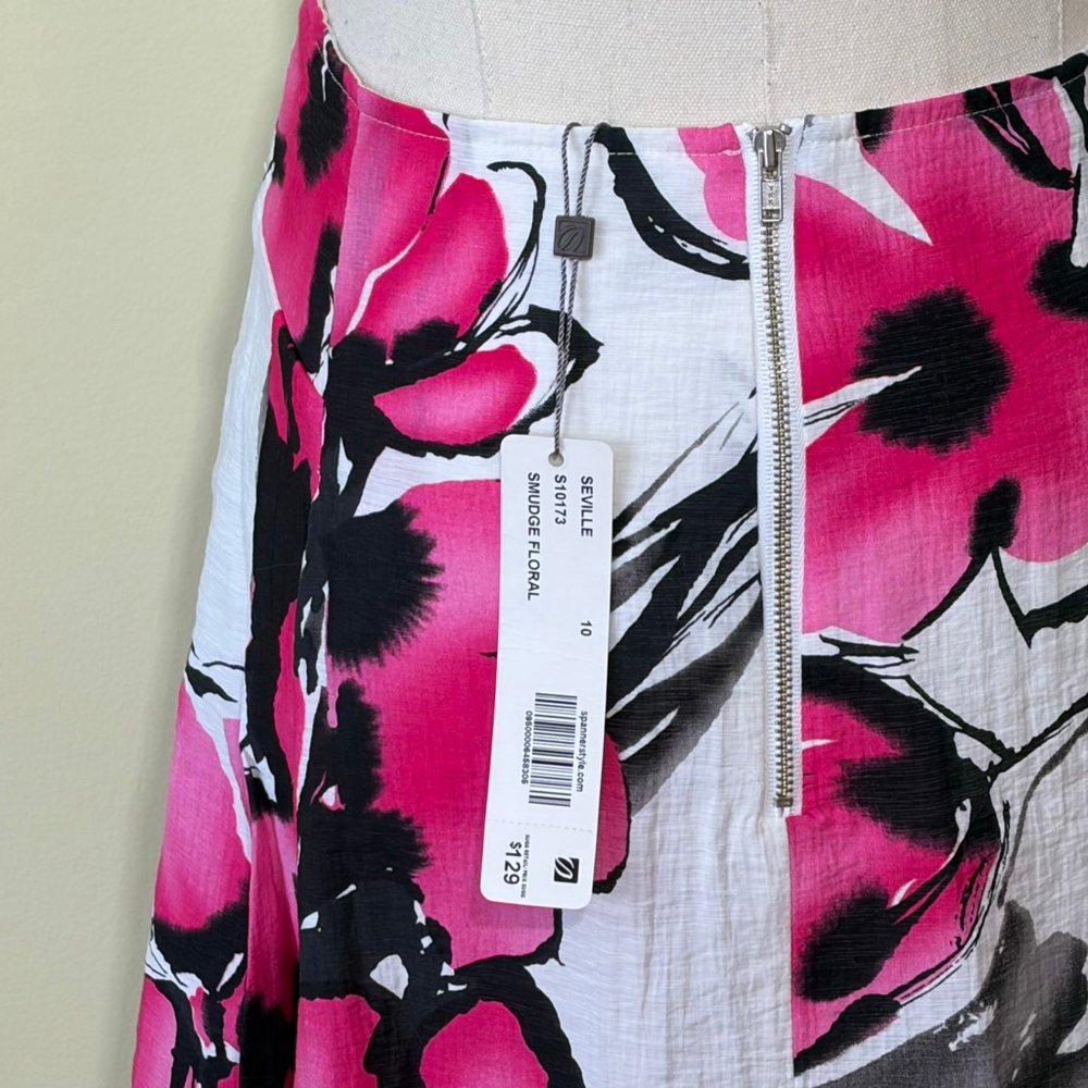SPANNER Women’s NWT White Pink Floral A-Line Skirt Size 10 - Picture 5 of 8